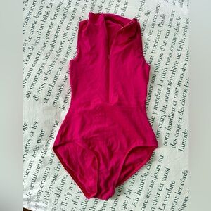 Deep pink zip-front adult ballet leotard